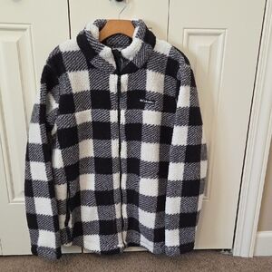 Columbia Black and White Plaid Fleece Jacket